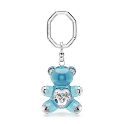 Portachiavi Teddy, Orso, Blu, Placcato rodio