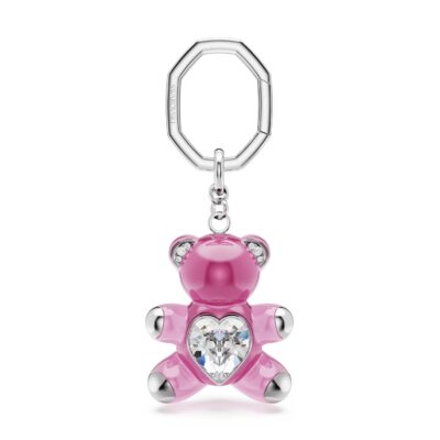 Portachiavi Teddy, Orso, Rosa, Placcato rodio