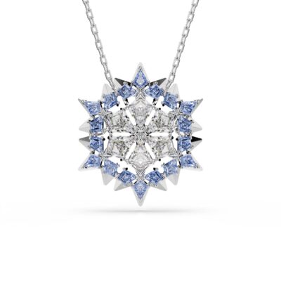 Pendente e spilla Magic, Fiocco Di Neve, Blu, Placcato rodio