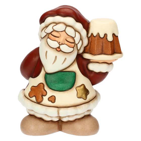 Babbo Natale con pandoro in ceramica, medio
