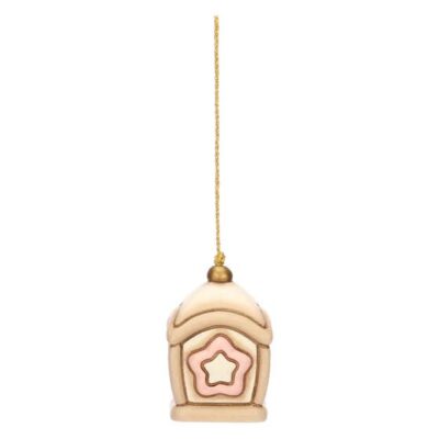 Lanterna con stella rosa in ceramica