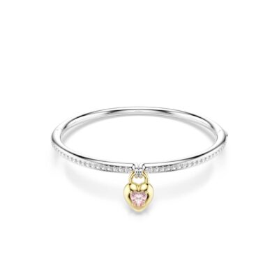 Bracciale rigido Idyllia, Taglio misto, Cuore, Rosa, Mix di finiture