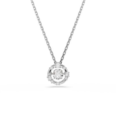 Pendente Constella, Taglio Round, Dancing stone, Bianco, Placcato rodio