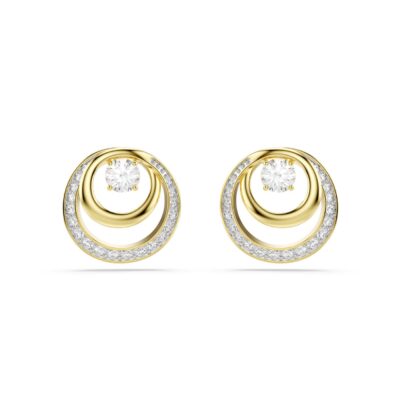 Orecchini a lobo Hyperbola, Taglio Round, Bianchi, Placcato color oro