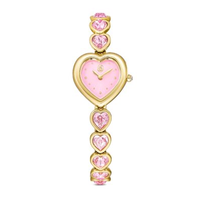 Orologio Idyllia Heart, Bracciale in cristallo, Rosa, Finitura in tono dorato