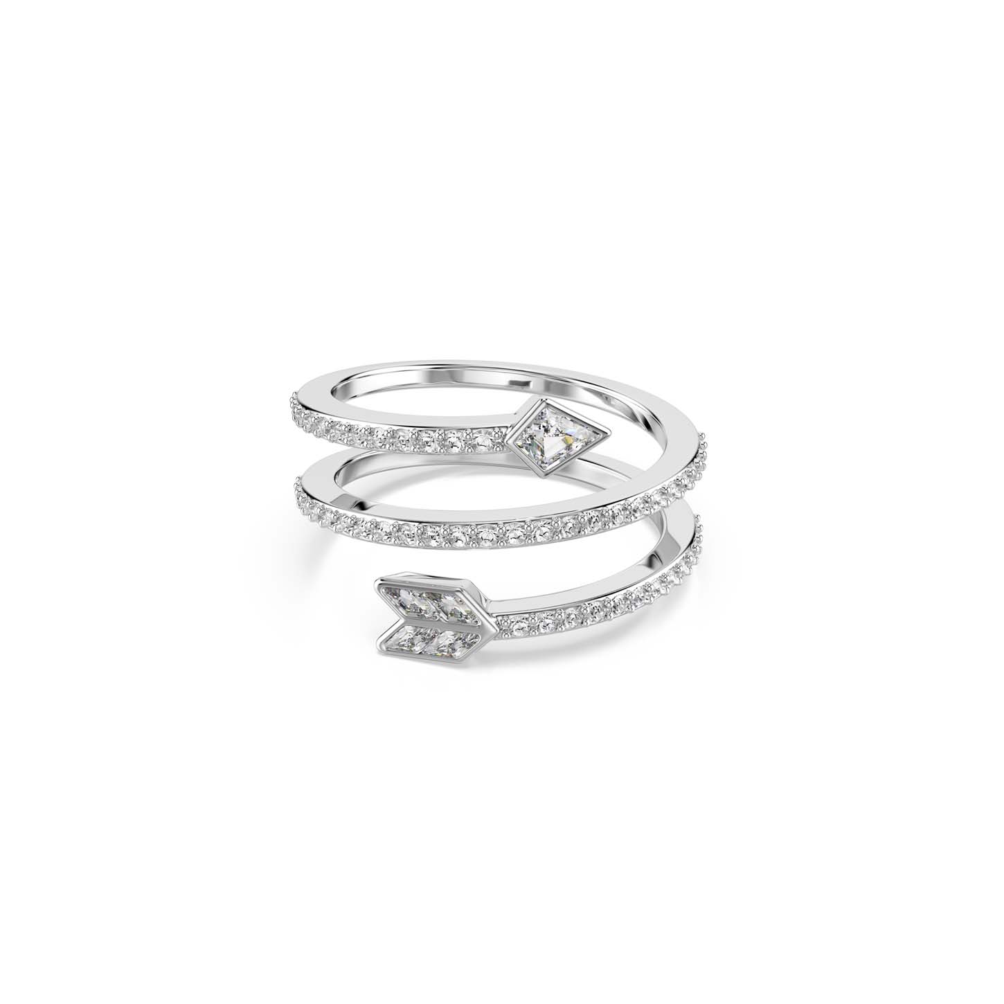 Anello con motivo Idyllia, Taglio misto, Freccia, Bianco, Placcato rodio