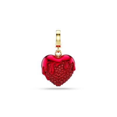 Charm Idyllia, Taglio Round, Cuore, Rosso, Placcato color oro