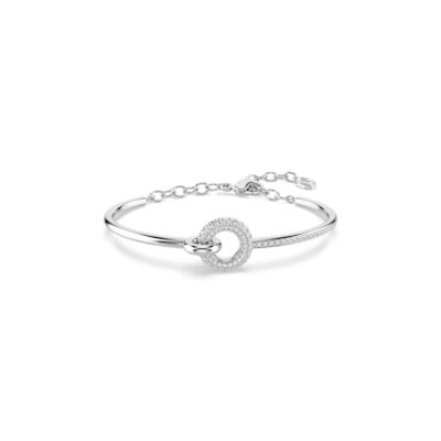 Bracciale rigido Dextera, Taglio Round, Bianco, Placcato rodio