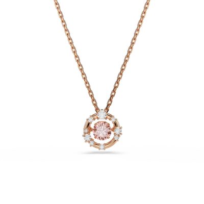 Pendente Constella, Taglio Round, Dancing stone, Rosa, Placcato color oro rosa