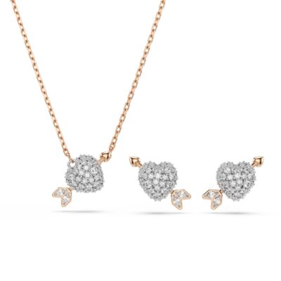 Set Idyllia, Taglio misto, Cuore con freccia, Bianco, Placcato color oro rosa