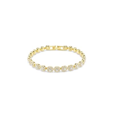 Braccialetto Una Angelic, Taglio Round, Bianco, Placcato color oro