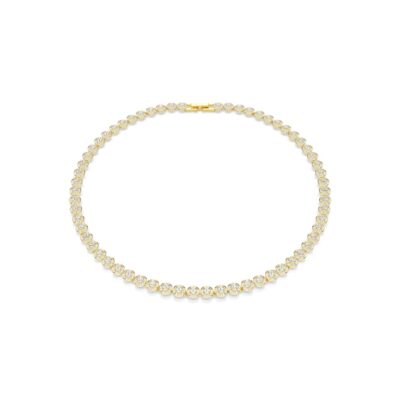 Collana Una Angelic, Taglio Round, Piccola, Bianca, Placcato color oro