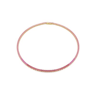 Collana Tennis Matrix, Taglio Round, Rosa, Placcato color oro
